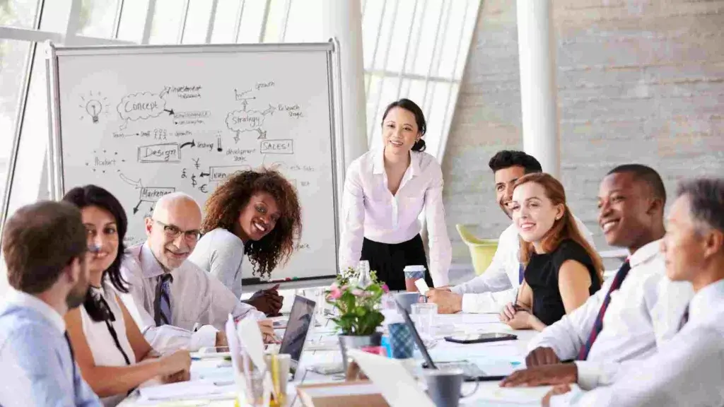 Design team in a collaborative meeting