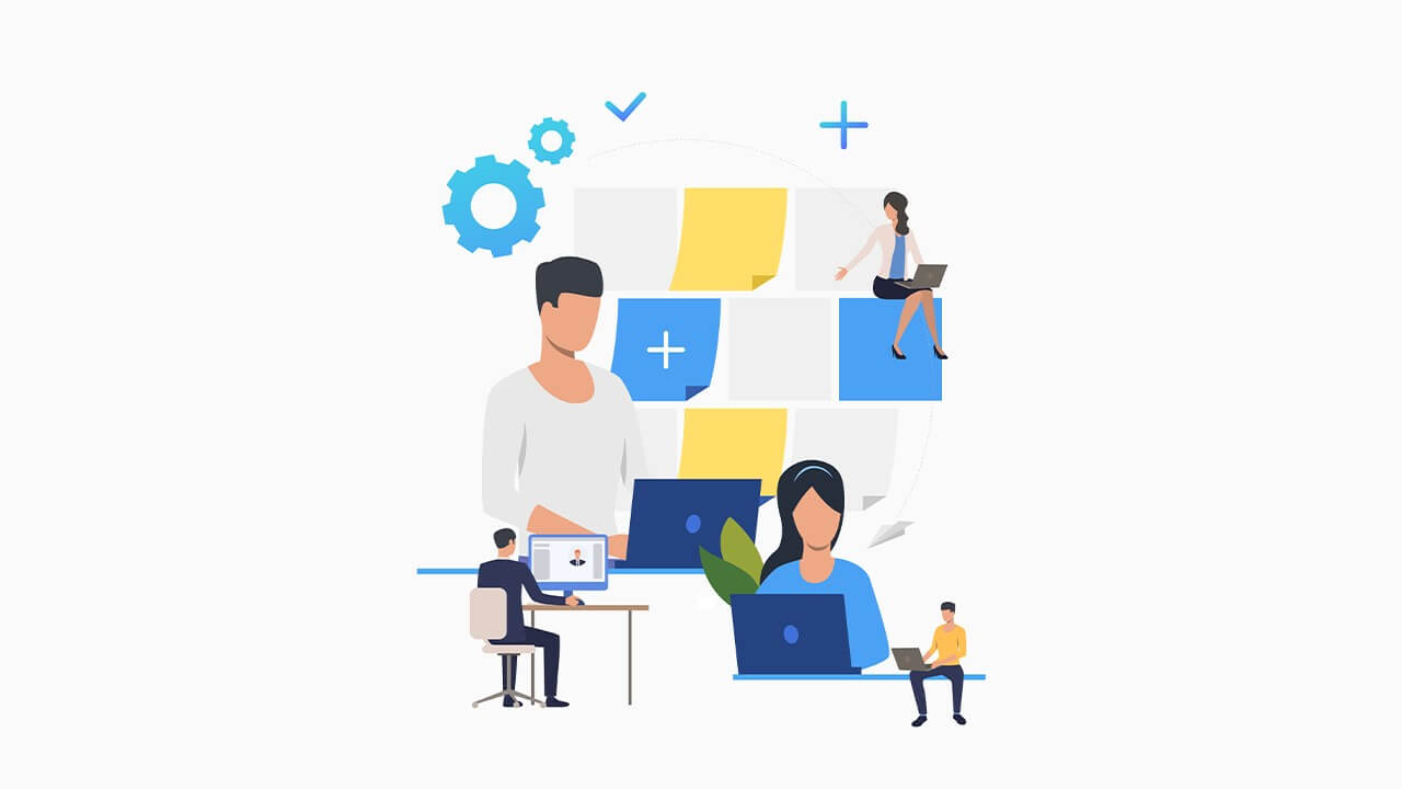 Team collaborating on a project