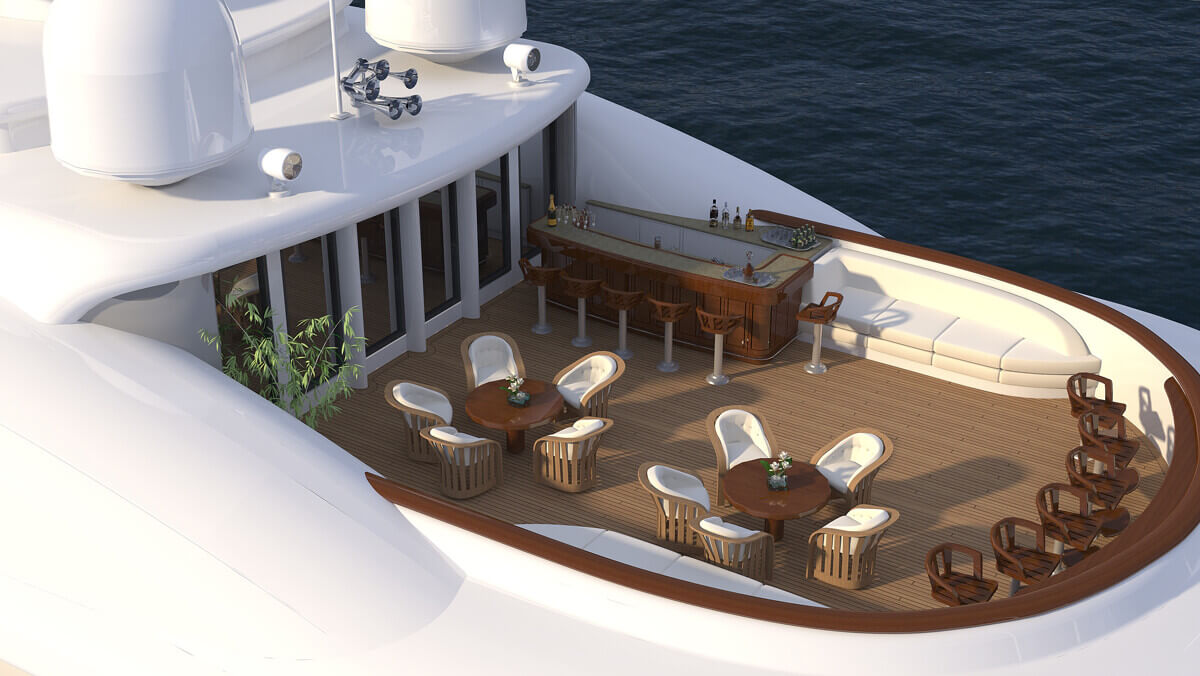 Classic but dated interior of the yacht Aquila