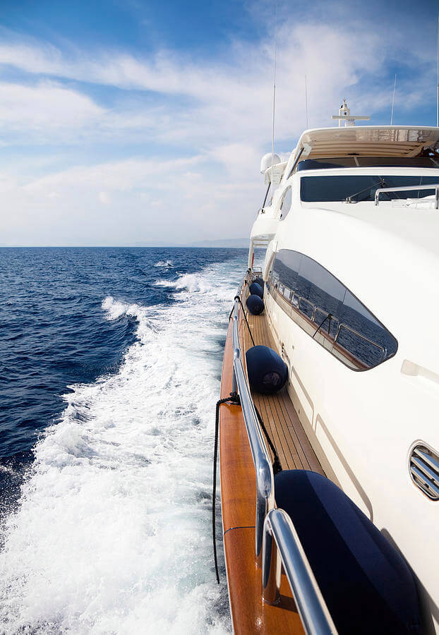 Luxury yacht sailing on the open ocean
